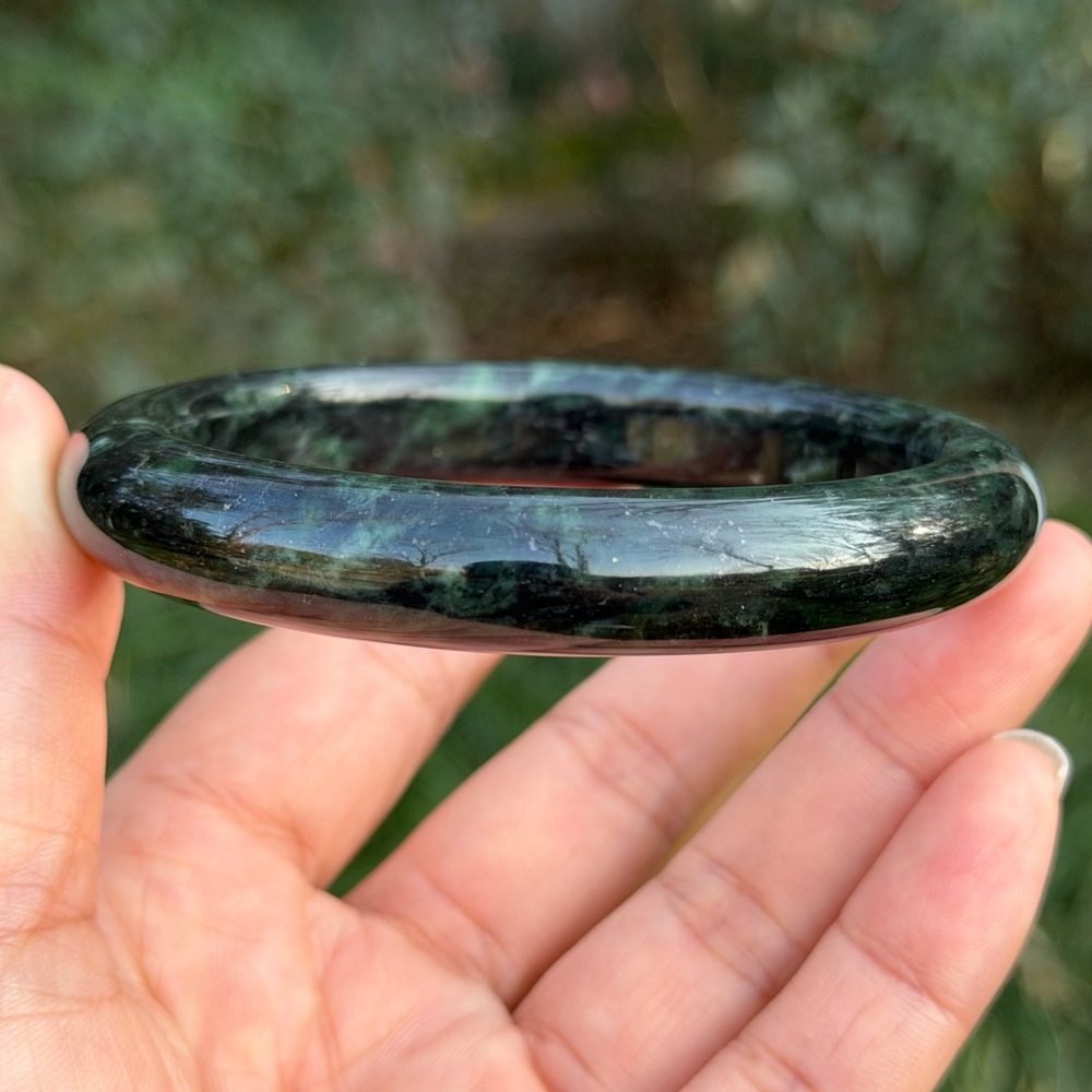 67mm inner diameter dark green Xiuyu jade bangle‎ 1214